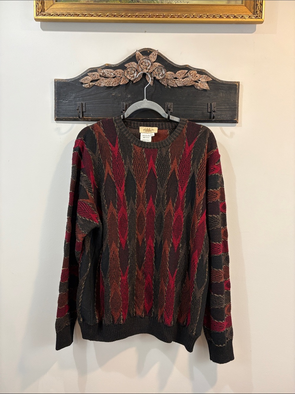 Vintage Montechiaro Italy Wool Blend Pullover Sweater Size Large